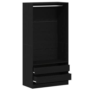 Kleiderschrank in Schwarz und Eiche, 100x50x200 cm, aus Holzwerkstoff