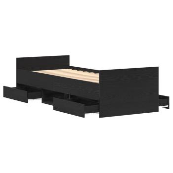 Bettgestell ohne Matratze Schwarz Eiche 75x190 cm Holzwerkstoff