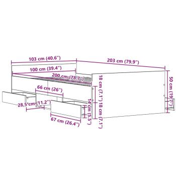 Bettgestell ohne Matratze Schwarz Eiche 100x200cm Holzwerkstoff