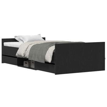 Bettgestell ohne Matratze Schwarz Eiche 90x190 cm Holzwerkstoff