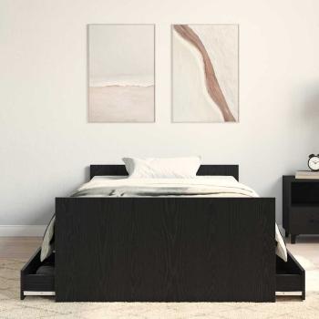 Bettgestell ohne Matratze Schwarz Eiche 90x190 cm Holzwerkstoff