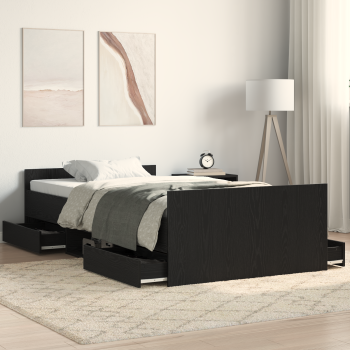 Bettrahmen Schwarz Eichen-Optik 193 x 93 x 50 cm Holzwerkstoff