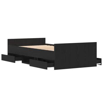 Bettgestell ohne Matratze Schwarz Eiche 90x190 cm Holzwerkstoff