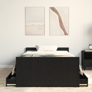 Bettrahmen Schwarz Eichen-Optik 193 x 93 x 50 cm Holzwerkstoff