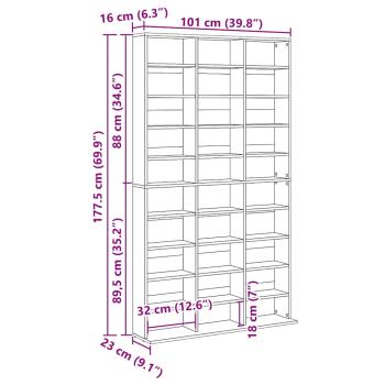 CD-Schrank in Artisan Eiche - 101x23x177.5 cm aus Holzwerkstoff