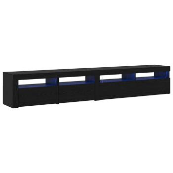 TV Schränke 2 Stück mit LED Lichtern Schwarze Eiche Holzwerkstoff, TV Schrank mit LED Schwarze Eiche 120x35x40 cm Holzwerkstoff