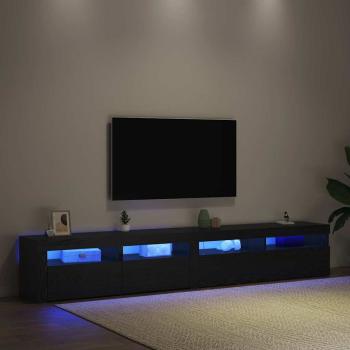 TV Schränke 2 Stück mit LED Lichtern Schwarze Eiche Holzwerkstoff, TV Schrank mit LED Schwarze Eiche 120x35x40 cm Holzwerkstoff