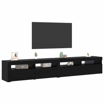 TV Schränke 2 Stück mit LED Lichtern Schwarze Eiche Holzwerkstoff, TV Schrank mit LED Schwarze Eiche 120x35x40 cm Holzwerkstoff