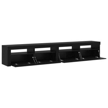 TV Schränke 2 Stück mit LED Lichtern Schwarze Eiche Holzwerkstoff, TV Schrank mit LED Schwarze Eiche 120x35x40 cm Holzwerkstoff