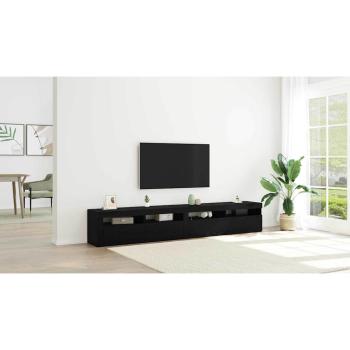TV Schränke 2 Stück mit LED Lichtern Schwarze Eiche Holzwerkstoff, TV Schrank mit LED Schwarze Eiche 120x35x40 cm Holzwerkstoff