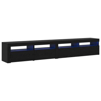TV Schränke 2 Stück mit LED Lichtern Schwarze Eiche Holzwerkstoff, TV Schrank mit LED Schwarze Eiche 120x35x40 cm Holzwerkstoff