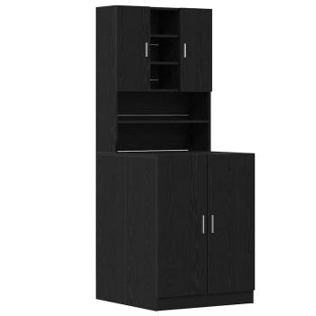 Waschmaschinenschränke 2 Stk. Schwarze Eiche 70.5x71.5x181.5 cm Holzwerkstoff, Waschmaschinenschrank - Schwarze Eiche - 70.5x71.5x91.5 cm - Aus Holzwerkstoff