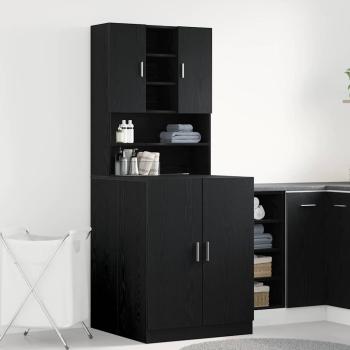 Waschmaschinenschränke 2 Stk. Schwarze Eiche 70.5x71.5x181.5 cm Holzwerkstoff, Waschmaschinenschrank - Schwarze Eiche - 70.5x71.5x91.5 cm - Aus Holzwerkstoff