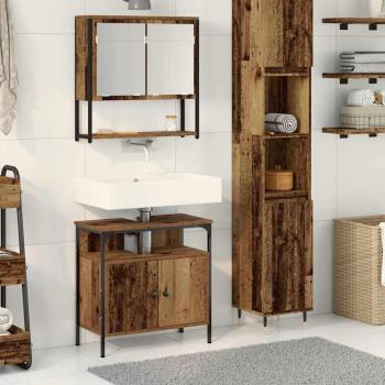 ARDEBO.de - Badezimmer-Sinkschrank mit integriertem Becken aus altem Holz und Holzwerkstoff