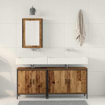 3-teiliges Badezimmermöbel Set Altholz