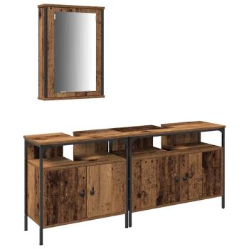 Waschbeckenunterschrank mit integriertem Becken aus altem Holz und Holzwerkstoff