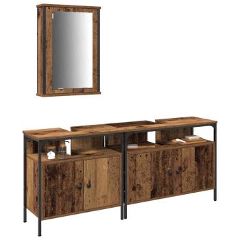 Waschbeckenunterschrank mit integriertem Becken aus altem Holz und Holzwerkstoff
