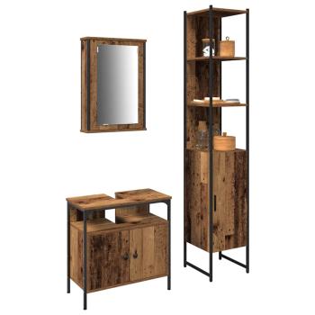 Waschbeckenschrank mit integriertem Waschbecken Altholz