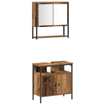 ARDEBO.de - 3-teiliges Badezimmermöbelset Altes Holz