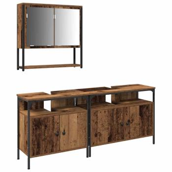 Badschrank mit integriertem Becken aus altem Holz - Hergestellt aus Holz