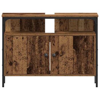 Badschrank mit integriertem Becken aus altem Holz - Hergestellt aus Holz