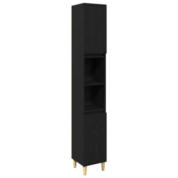 3-teiliges Badezimmermöbel Set schwarze Eiche Holzwerkstoff, Badschrank schwarze Eiche 30x30x190 cm Holzwerkstoff, Badschrank schwarze Eiche 30x30x100 cm Holzwerkstoff
