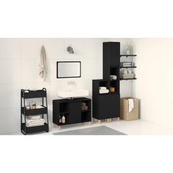 3-teiliges Badezimmermöbel Set schwarze Eiche Holzwerkstoff, Badschrank schwarze Eiche 30x30x190 cm Holzwerkstoff, Badschrank schwarze Eiche 30x30x100 cm Holzwerkstoff