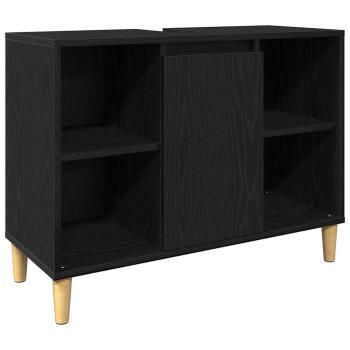 3-teiliges Badezimmermöbel Set schwarze Eiche Holzwerkstoff, Badschrank schwarze Eiche 30x30x190 cm Holzwerkstoff, Badschrank schwarze Eiche 30x30x100 cm Holzwerkstoff