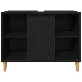 3-teiliges Badezimmermöbel Set schwarze Eiche Holzwerkstoff, Badschrank schwarze Eiche 30x30x190 cm Holzwerkstoff, Badschrank schwarze Eiche 30x30x100 cm Holzwerkstoff