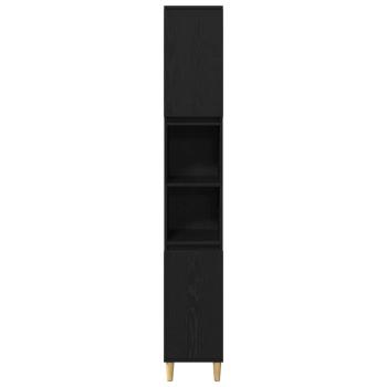 3-teiliges Badezimmermöbel Set schwarze Eiche Holzwerkstoff, Badschrank schwarze Eiche 30x30x190 cm Holzwerkstoff, Badschrank schwarze Eiche 30x30x100 cm Holzwerkstoff