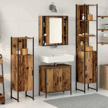 ARDEBO.de - 4-teiliges Badezimmermöbel Set Rustikales Holz Holzwerkstoff