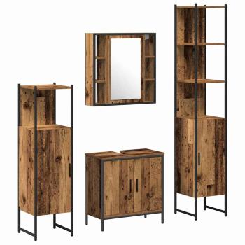 4-teiliges Badezimmermöbel Set Rustikales Holz Holzwerkstoff