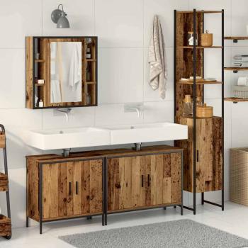 ARDEBO.de - 4-teiliges Badezimmermöbel Set Altholz
