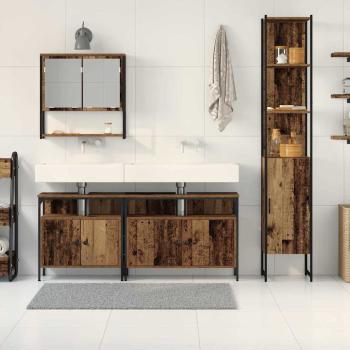 Badezimmer-Waschtischschrank mit integriertem Waschbecken - Alte Holzoptik