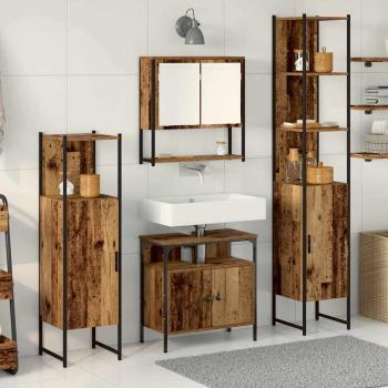 ARDEBO.de - 4-teiliges Badezimmermöbel-Set Altes Holz