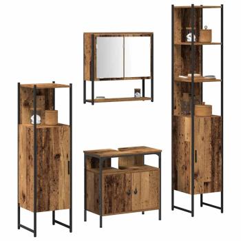 4-teiliges Badezimmermöbel-Set Altes Holz