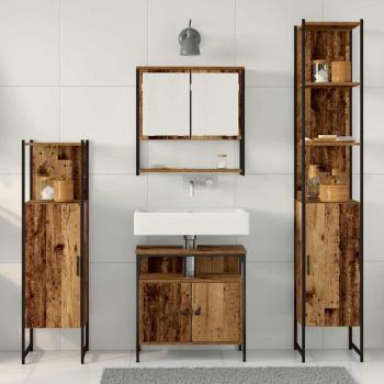 4-teiliges Badezimmermöbel-Set Altes Holz