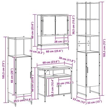 4-teiliges Badezimmermöbel-Set Altes Holz