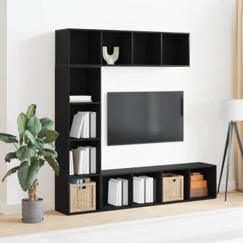 ARDEBO.de - Bücherregale 3 Stück Schwarz Eiche 36x30x143 cm Holzwerkstoff