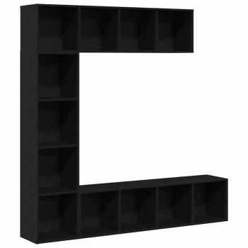 Bücherregale 3 Stück Schwarz Eiche 36x30x143 cm Holzwerkstoff