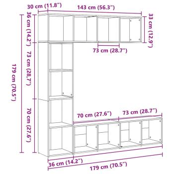 Bücherregale 3 Stück Schwarz Eiche 36x30x143 cm Holzwerkstoff