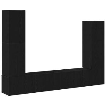 4-teiliges TV-Schranksystem Wandmontage Schwarze Eiche modernes Holz