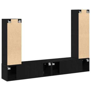 4-teiliges TV-Schranksystem Wandmontage Schwarze Eiche modernes Holz
