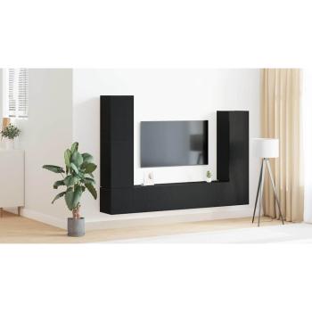 4-teiliges TV-Schranksystem Wandmontage Schwarze Eiche modernes Holz