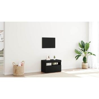 Nachttisch mit LED-Leuchten Schwarz Eiche 60x35x40 cm Holzwerkstoff