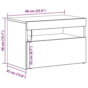 Nachttisch mit LED-Leuchten Schwarz Eiche 60x35x40 cm Holzwerkstoff