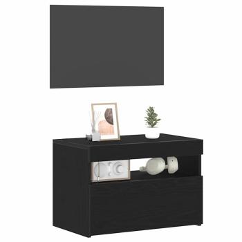 Nachttisch mit LED-Leuchten Schwarz Eiche 60x35x40 cm Holzwerkstoff