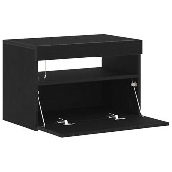 Nachttisch mit LED-Leuchten Schwarz Eiche 60x35x40 cm Holzwerkstoff