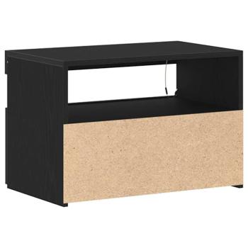 Nachttisch mit LED-Leuchten Schwarz Eiche 60x35x40 cm Holzwerkstoff