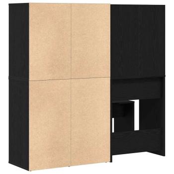 Schminktischset mit LED in Schwarz Eiche aus Holzwerkstoff, LED Schminktisch in Schwarz Eiche, 60x40x140 cm, aus Holzwerkstoff, Kosmetikschrank in Schwarz Eiche, 80x40x75 cm, aus Holzwerkstoff, Kosmetikschrank in Schwarz Eiche - 80x40x65 cm, aus Holzwerks